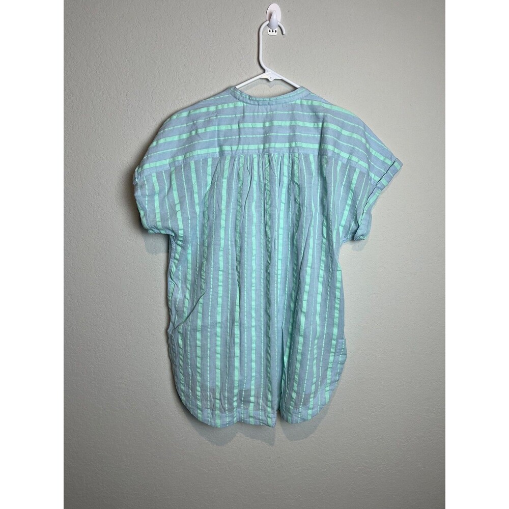 Maeve Anthropologie Shirt Womens Small Blue Green Stripe Henley Tunic Dolman - Picture 4 of 6